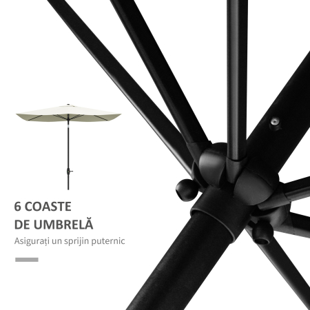  Umbrela de Gradina Dreptunghiulara UV 50 cu Deschidere cu Manivela si inclinare Reglabila, 200x300 cm, Bej [5]