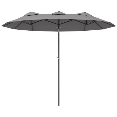  Umbrela de Gradina Dubla inclinabila 45°, cu Manivela si 3 Orificii de Ventilatie, 295x152x222 cm, Gri [0]