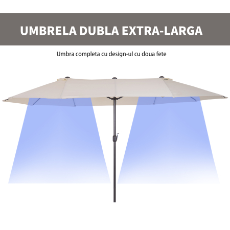  Umbrela de Gradina Impermeabila si Anti-UV Bej, 460x270x240cm [3]