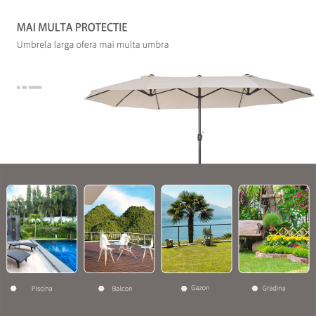  Umbrela de Gradina Impermeabila si Anti-UV Bej, 460x270x240cm [6]