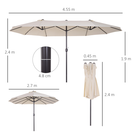  Umbrela de Gradina Impermeabila si Anti-UV Bej, 460x270x240cm [2]