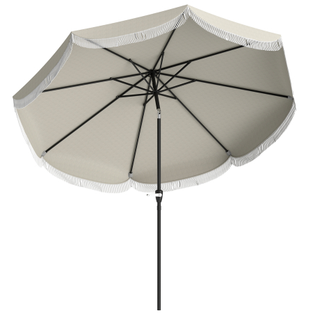 Prelate, pavilioane, umbrele terasa -  Umbrela de Gradina Inclinabila 2.7x2.7 m cu Manivela, Umbrela Rotunda de Exterior cu 8 Spite, din Metal si Poliester, pentru Curte sau Balcon, UV 30+, Gri Deschis