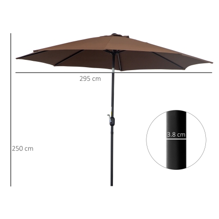  Umbrela de Gradina Inclinabila 3x2.45m in Poliester Impermeabil, Cafea [2]