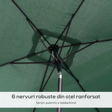  Umbrela de Gradina inclinabila cu Manivela si 6 Spiţe, 2x3 m, Verde [6]