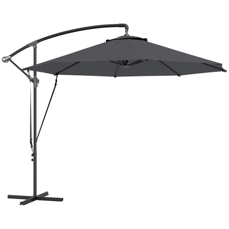 Gradina & balcon -  Umbrela de Gradina Rotunda Inclinabila si Rotativa, Manivela si Protectie UPF 50+, Ø3 m, Gri inchis