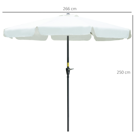 Umbrela de Gradina si Terasa Φ266x250cm, Umbrela Rotunda pentru Exterior cu Capat Rabatabil, Rezistenta la Raze UV 50+, Bej [2]