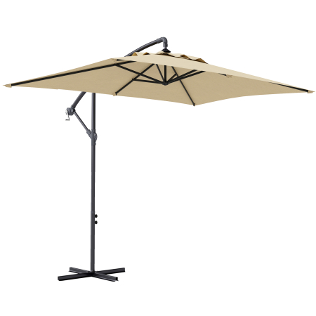 Gradina & balcon -  Umbrela de gradina suspendata cu baza in cruce si deschidere cu manivela, 294x193cm, bej