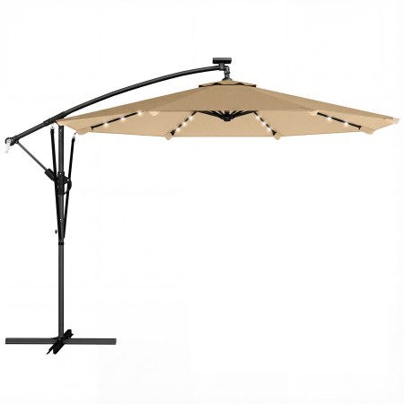 Prelate, pavilioane, umbrele terasa -  Umbrela de Gradina Suspendata cu LED-uri Solare, 3x3m, Bej