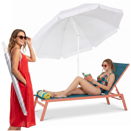 Umbrela de plaja pliabila cu inclinare reglabila, UPF 50+, cu husa transport, 160 cm, gri [1]
