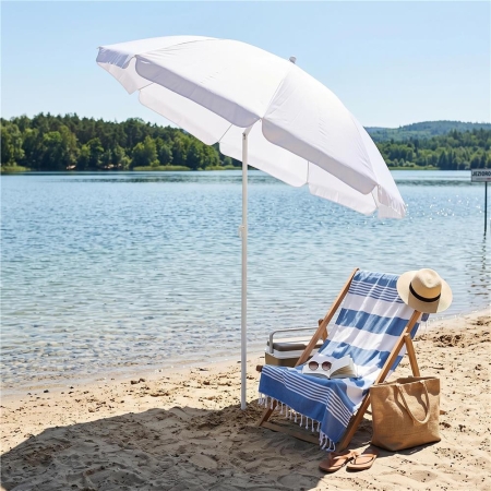 Umbrela de plaja pliabila cu inclinare reglabila, UPF 50+, cu husa transport, 160 cm, gri [7]