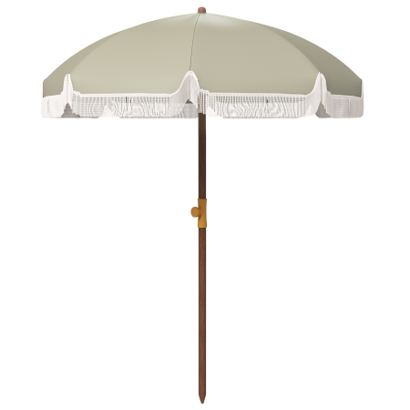 Gradina & balcon -  Umbrela de Plaja Portabila cu Volane in Aer Liber cu Baldachin Ventilat, Geanta de Transport, Ø1.9x2.1 m, Alb-Crem