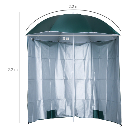  Umbrela de Plaja si Gradina 2x2m cu Cort, din Poliester si Metal, Verde si Alb [2]