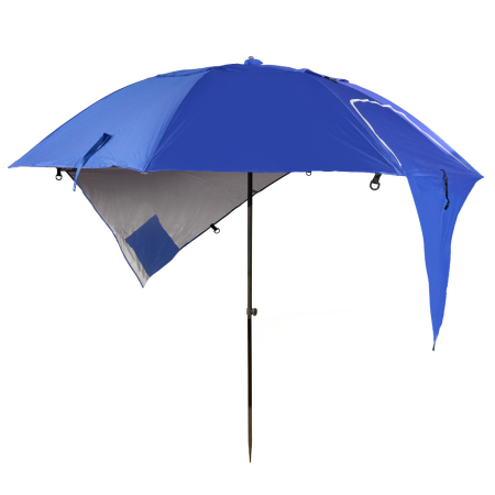 Umbrela de plaja tip cort 2 in 1 cu paravan lateral, ventilatie si protectie UV, diametru 213 cm, albastru [11]