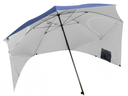 Umbrela de plaja tip cort 2 in 1 cu paravan lateral, ventilatie si protectie UV, diametru 213 cm, albastru [4]