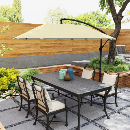  Umbrela de Soare Suspendata cu Baza in Cruce, Articulatie Tip Banana si Manivela, 304x260x245 cm, Alb Crem [8]