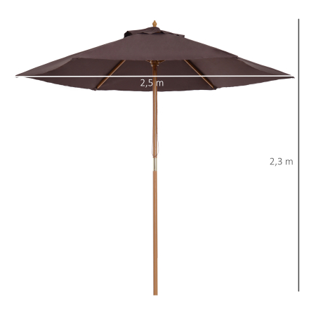  Umbrela din Lemn Umbrela Soare pentru Extern pentru Gradina Φ250 cm [2]