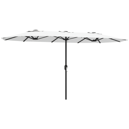 Prelate, pavilioane, umbrele terasa -  Umbrela Dubla de Gradina 4.6x2.7 m, Umbrela de Exterior cu Manivela, Husa Protectoare, 12 Spite, Anti UV 50+, pentru Terasa Balcon Piscina Gradina, Alb