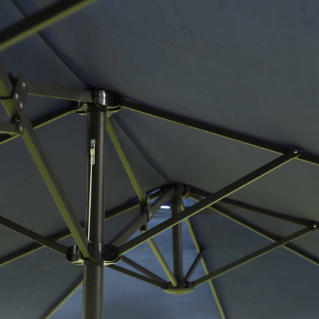  Umbrela Dubla de Gradina cu Deschidere cu manivela, Otel si Poliester, 460x270x240cm, albastra [7]