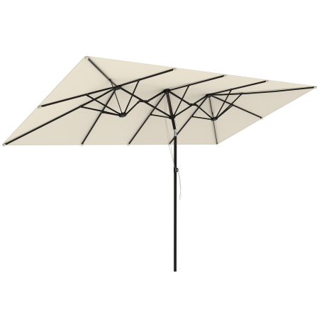 Prelate, pavilioane, umbrele terasa -  Umbrela Dubla Inclinabila si Reglabila cu Franghie, din Poliester si Metal, 150x295x170-214 cm, Crem