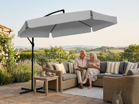Umbrela gradina cu inclinare reglabila, cupola cu protectie UV, husa protectie, diametru 300 cm, gri [10]