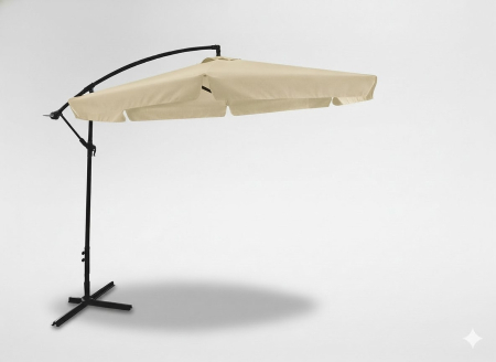 Umbrela gradina tip banana cu mecanism inclinare, impermeabila, diametru 300 cm, husa inclusa, bej [7]