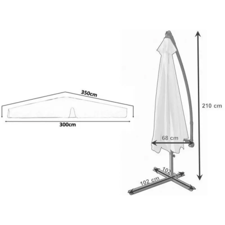 Umbrela gradina tip banana cu mecanism inclinare, impermeabila, diametru 300 cm, husa inclusa, verde [3]