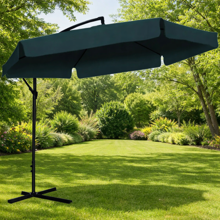 Umbrela gradina tip banana cu mecanism inclinare, impermeabila, diametru 300 cm, husa inclusa, verde [9]