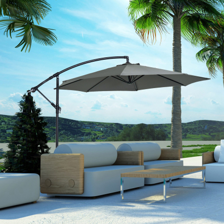  Umbrela pentru Exterior Structura din Otel si Poliester Impermeabil Anti-UV Φ300x250cm Gri [1]