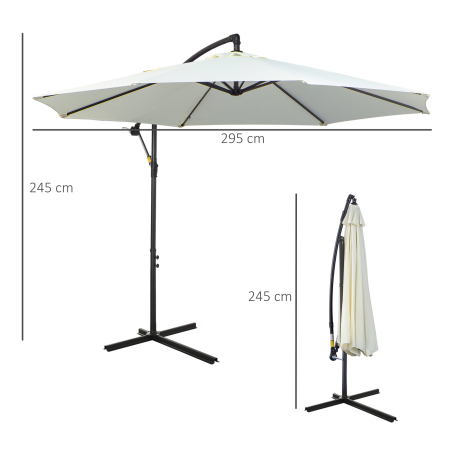  Umbrela pentru Gradina Brat cu Manivela, Φ3x2.5m, Alba [2]