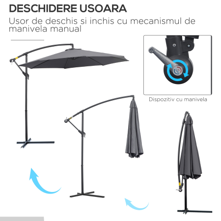 Umbrela pentru Gradina Brat Deluxe Inclinabila cu Manivela, Φ3m [3]