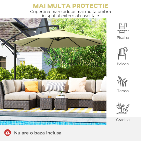  Umbrela pentru Gradina Brat Deluxe Inclinabila cu Manivela, Φ3m [6]