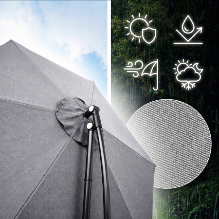 Umbrela pentru gradina XL cu rotatie 360 si ventilatie, diametru 300 cm, gri [9]