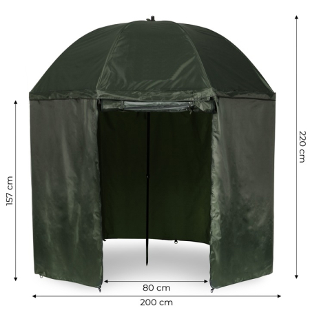 Umbrela pescuit 200x220 cm, inchidere completa cu perete detasabil, reglabil, otel si Oxford impermeabil, verde [13]