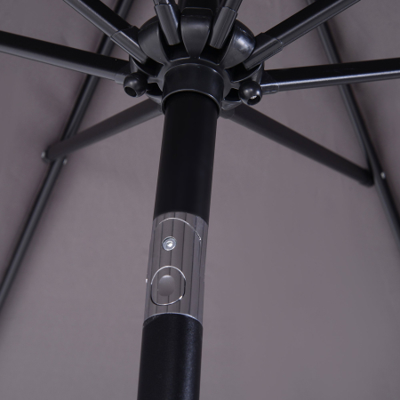  Umbrela Rotunda de 300x250cm cu Manivela si Functie de inclinare, Umbrela de Gradina, Terasa, Exterior, Metal si Poliester Gri inchis [8]