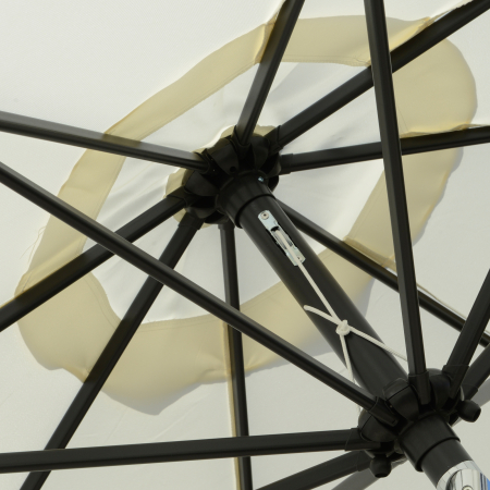  Umbrela Rotunda inclinabila, cu Manivela, din Aluminiu, Metal si Poliester, Ø266x248,5 cm, Alb Crem [7]