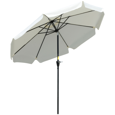 Prelate, pavilioane, umbrele terasa -  Umbrela Rotunda inclinabila, cu Manivela, din Aluminiu, Metal si Poliester, Ø266x248,5 cm, Alb Crem