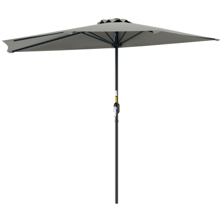 Prelate, pavilioane, umbrele terasa -  Umbrela Semicirculara de Perete pentru Gradina cu Deschidere cu Manivela din Poliester, Gri 269x138x236cm