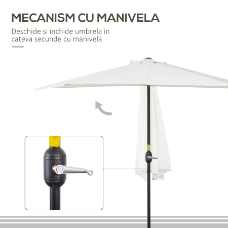  Umbrela Semicirculara Impermeabila Protectie UV Alba 269x138x236cm [3]