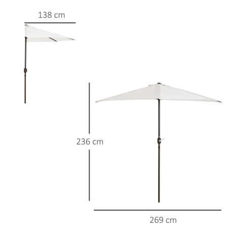  Umbrela Semicirculara Impermeabila Protectie UV Alba 269x138x236cm [2]
