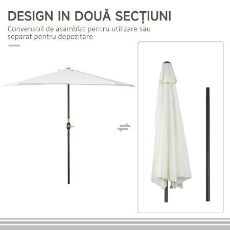  Umbrela Semicirculara Impermeabila Protectie UV Alba 269x138x236cm [6]