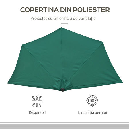  Umbrela Semicirculara Impermeabila Protectie UV Verde 269 x 138 x 236cm [5]
