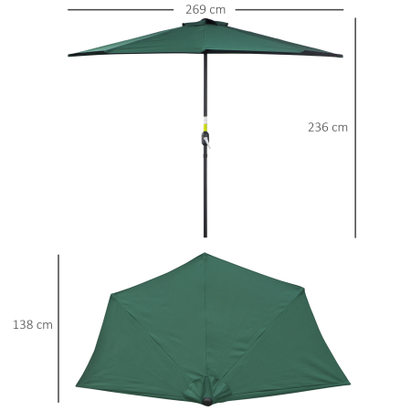  Umbrela Semicirculara Impermeabila Protectie UV Verde 269 x 138 x 236cm [2]