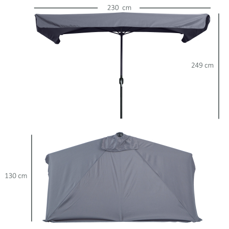  Umbrela semicirculara pentru gradina cu manivela, 230x130x249cm, Gri [2]