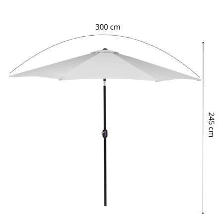 Umbrela terasa gradina, cu manivela si inclinare, diametru 300cm, Gri deschis [1]