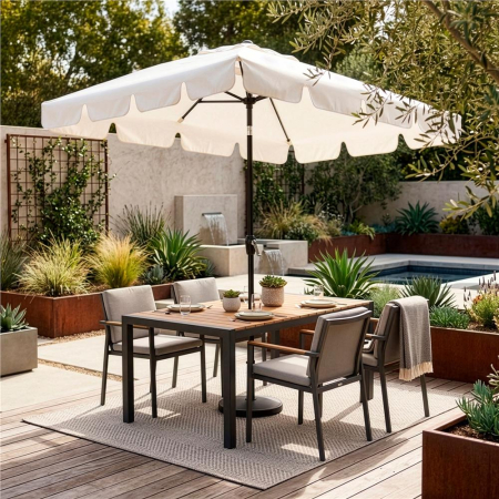 Umbrela terasa sau gradina reglabila, inclinare 2 directii, protectie UV UPF 50+, 195x122 cm, ecru [27]
