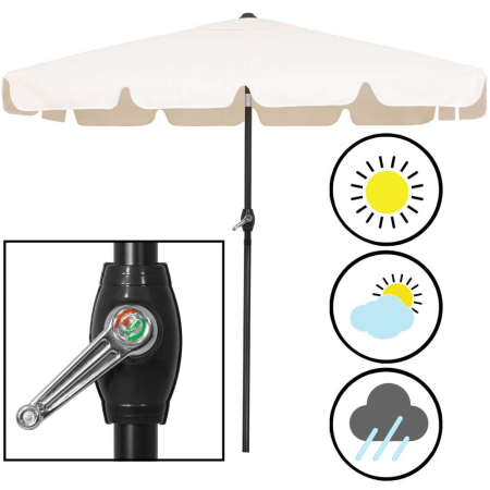 Umbrela terasa sau gradina reglabila, inclinare 2 directii, protectie UV UPF 50+, 195x122 cm, ecru [13]