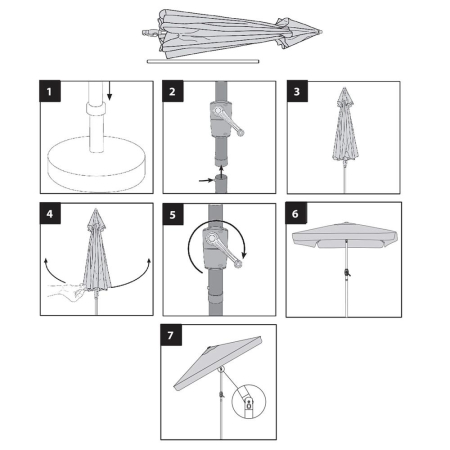 Umbrela terasa sau gradina reglabila, inclinare 2 directii, protectie UV UPF 50+, 195x122 cm, gri deschis [21]