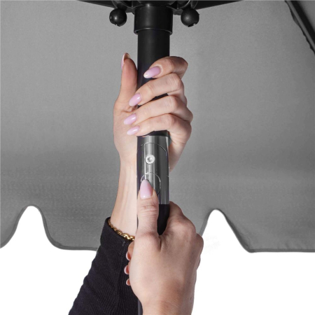 Umbrela terasa sau gradina reglabila, inclinare 2 directii, protectie UV UPF 50+, 195x122 cm, gri deschis [9]