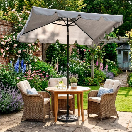 Umbrela terasa sau gradina reglabila, inclinare 2 directii, protectie UV UPF 50+, 195x122 cm, gri deschis [25]