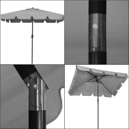 Umbrela terasa sau gradina reglabila, inclinare 2 directii, protectie UV UPF 50+, 195x122 cm, gri deschis [14]